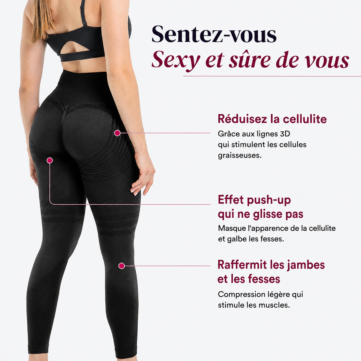 Legging gainant 3D – Effet push-up et anti-cellulite
