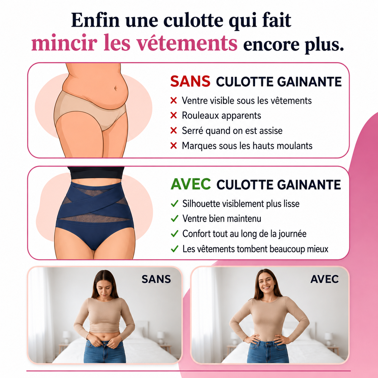 Culotte gainante taille haute — Effet ventre plat sans coutures