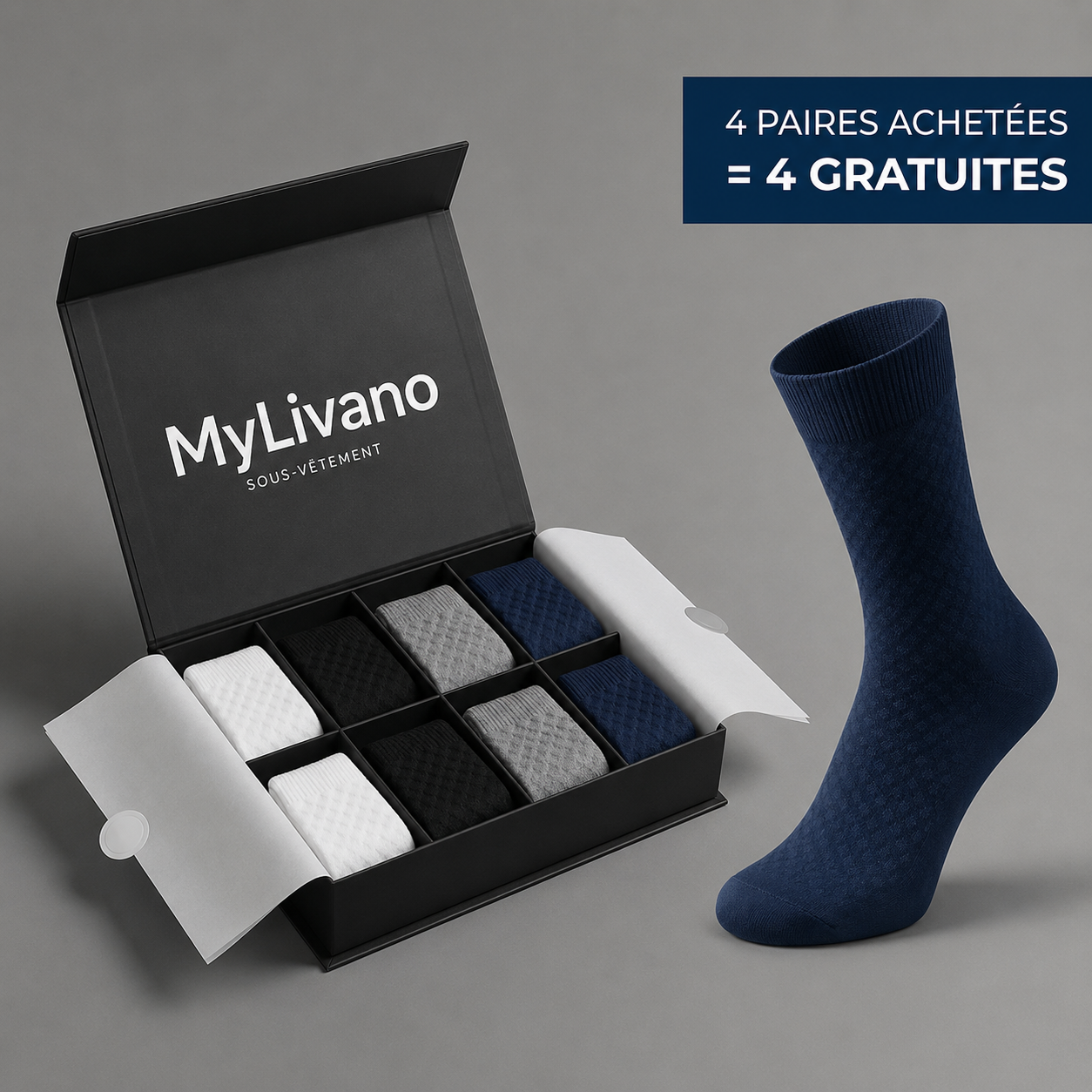 Chaussettes mi-hautes haut de gamme en fibre de bambou