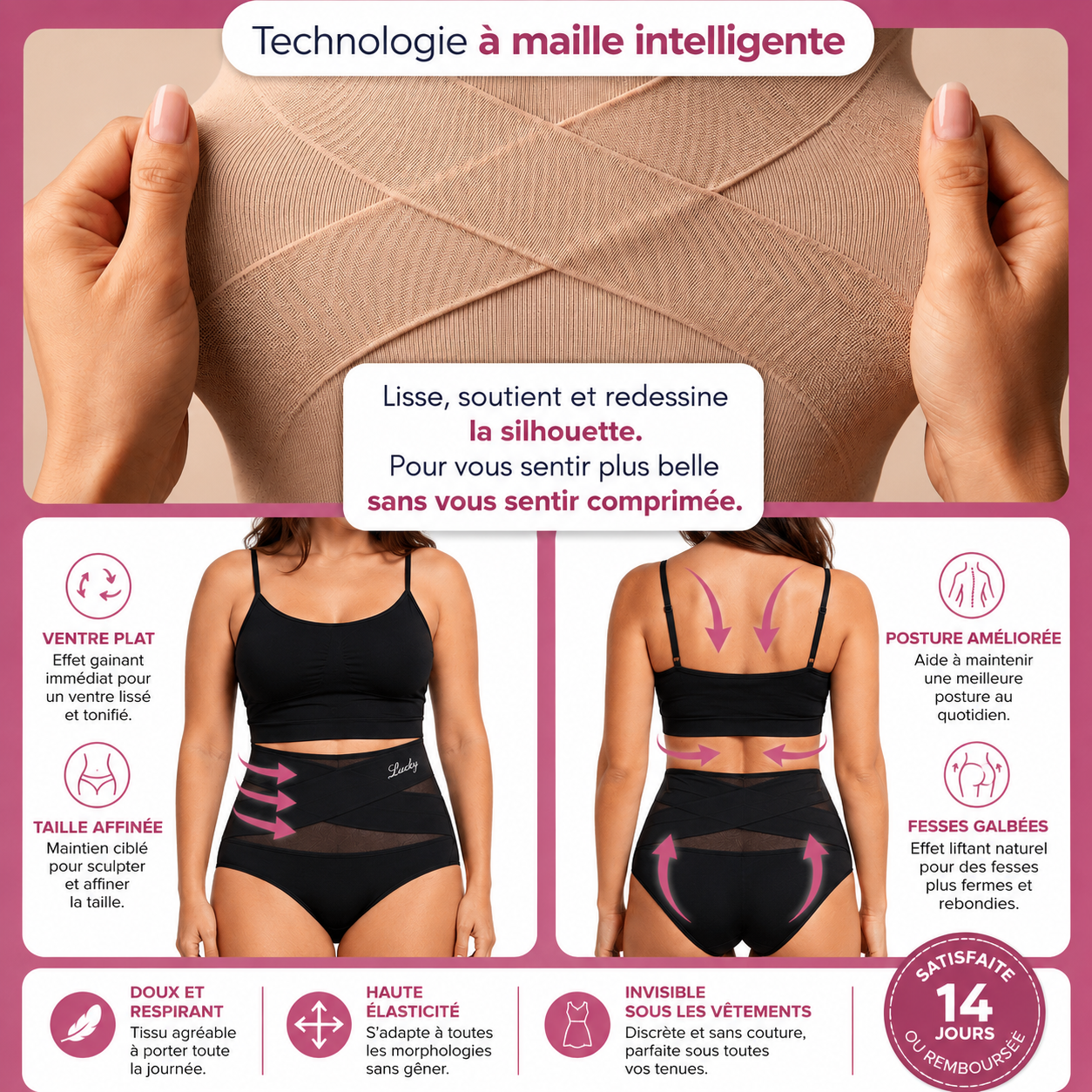 Culotte gainante taille haute — Effet ventre plat sans coutures