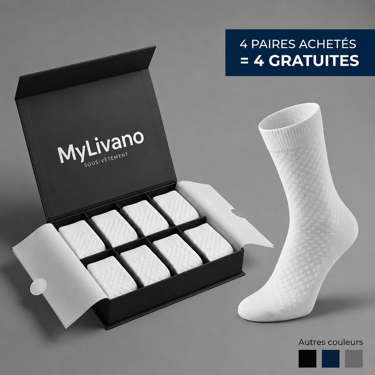 Chaussettes mi-hautes haut de gamme en fibre de bambou